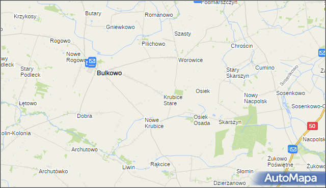 mapa Krubice Stare, Krubice Stare na mapie Targeo