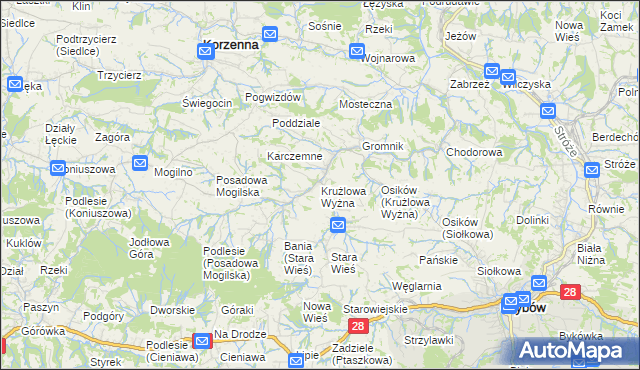 mapa Krużlowa Wyżna, Krużlowa Wyżna na mapie Targeo