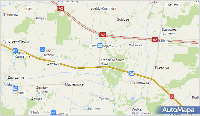 mapa Krzesk-Królowa Niwa, Krzesk-Królowa Niwa na mapie Targeo
