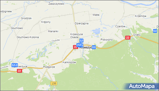 mapa Krzeszyce, Krzeszyce na mapie Targeo