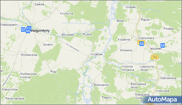 mapa Krzętów, Krzętów na mapie Targeo