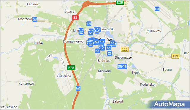 mapa Krzewno gmina Goleniów, Krzewno gmina Goleniów na mapie Targeo