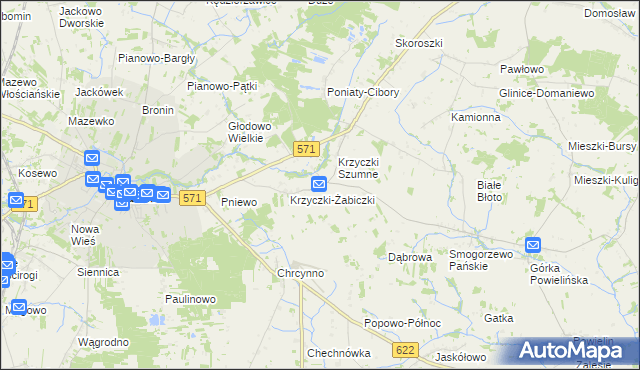 mapa Krzyczki-Pieniążki, Krzyczki-Pieniążki na mapie Targeo