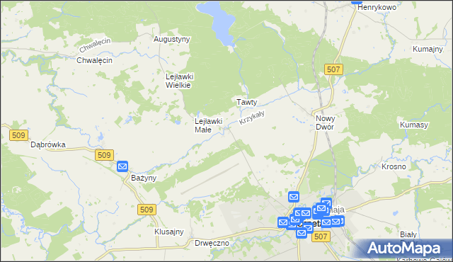 mapa Krzykały, Krzykały na mapie Targeo