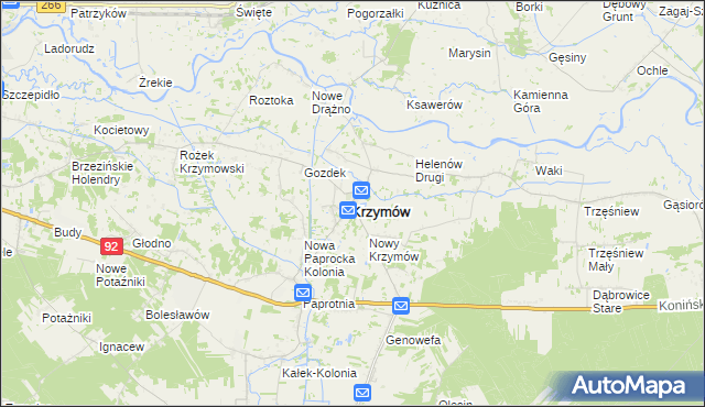 mapa Krzymów powiat koniński, Krzymów powiat koniński na mapie Targeo