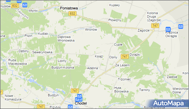 mapa Książ gmina Chodel, Książ gmina Chodel na mapie Targeo