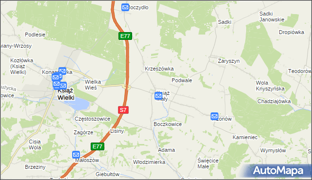 mapa Książ Mały, Książ Mały na mapie Targeo