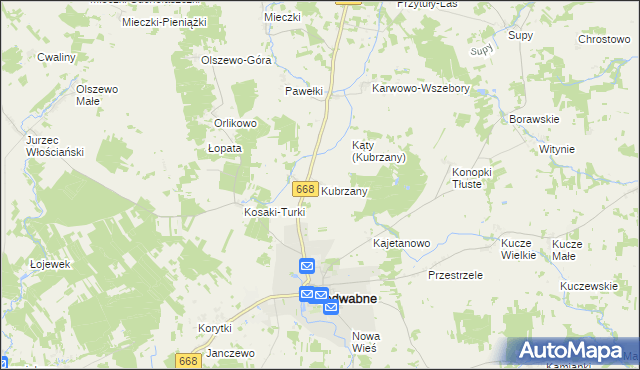 mapa Kubrzany, Kubrzany na mapie Targeo