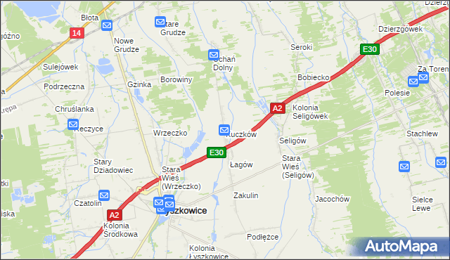 mapa Kuczków gmina Łyszkowice, Kuczków gmina Łyszkowice na mapie Targeo