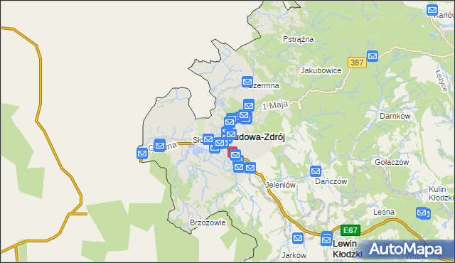 mapa Kudowa-Zdrój, Kudowa-Zdrój na mapie Targeo