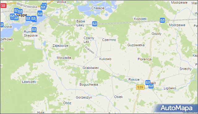 mapa Kukowo gmina Skępe, Kukowo gmina Skępe na mapie Targeo