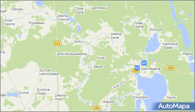 mapa Kulki gmina Chojnice, Kulki gmina Chojnice na mapie Targeo