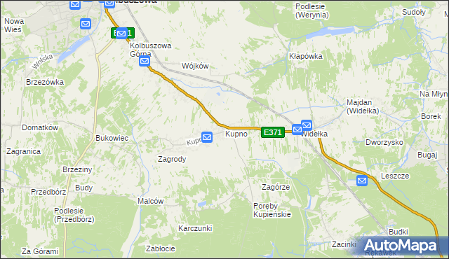 mapa Kupno gmina Kolbuszowa, Kupno gmina Kolbuszowa na mapie Targeo