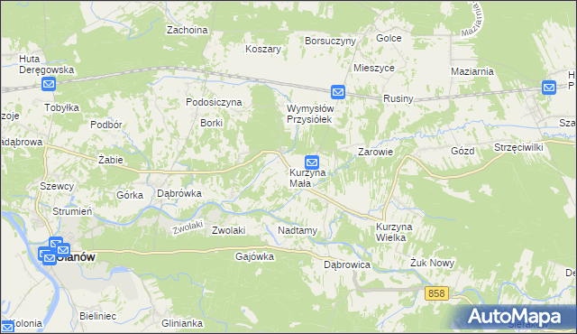 mapa Kurzyna Mała, Kurzyna Mała na mapie Targeo