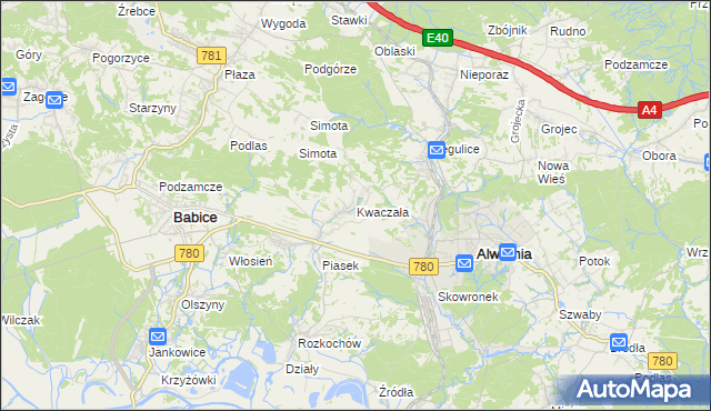 mapa Kwaczała, Kwaczała na mapie Targeo