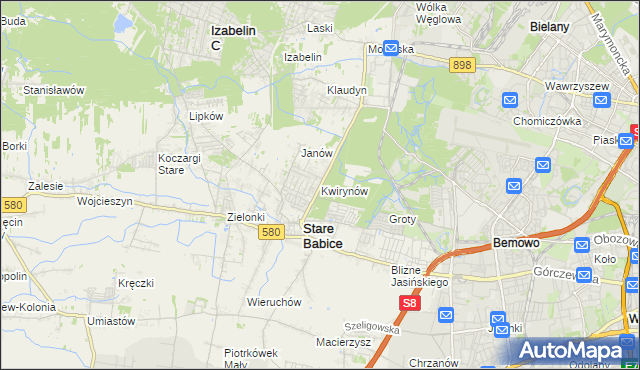 mapa Kwirynów gmina Stare Babice, Kwirynów gmina Stare Babice na mapie Targeo