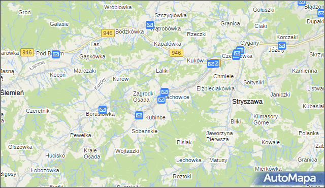 mapa Lachowice, Lachowice na mapie Targeo