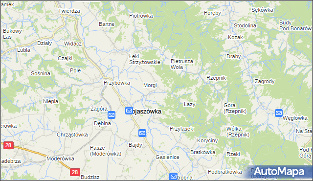 mapa Łączki Jagiellońskie, Łączki Jagiellońskie na mapie Targeo