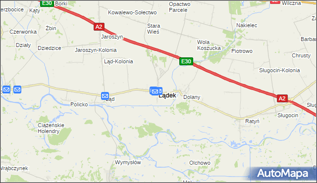 mapa Lądek powiat słupecki, Lądek powiat słupecki na mapie Targeo