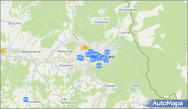 mapa Lądek-Zdrój, Lądek-Zdrój na mapie Targeo