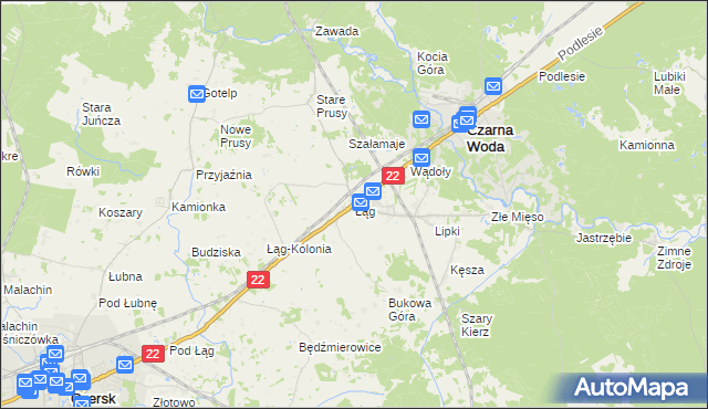 mapa Łąg, Łąg na mapie Targeo