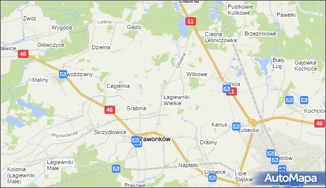 mapa Łagiewniki Wielkie, Łagiewniki Wielkie na mapie Targeo