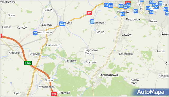 mapa Łagoszów Mały, Łagoszów Mały na mapie Targeo