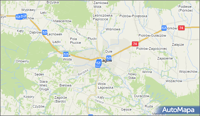 mapa Łagów powiat kielecki, Łagów powiat kielecki na mapie Targeo