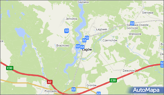 mapa Łagów powiat świebodziński, Łagów powiat świebodziński na mapie Targeo