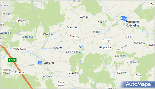 mapa Łąki gmina Górzno, Łąki gmina Górzno na mapie Targeo