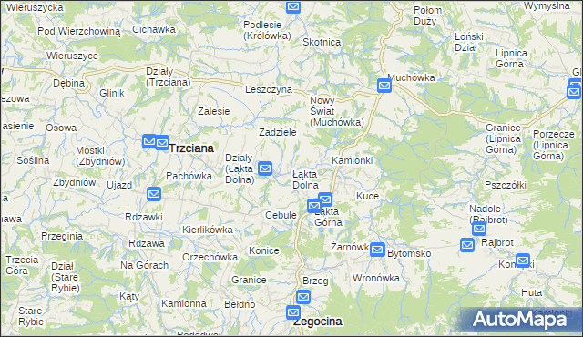 mapa Łąkta Dolna, Łąkta Dolna na mapie Targeo