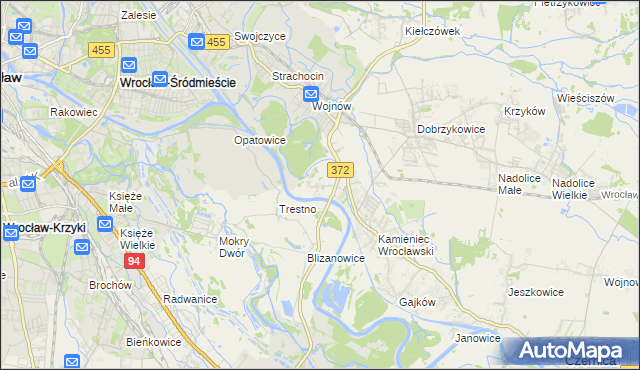 mapa Łany gmina Czernica, Łany gmina Czernica na mapie Targeo