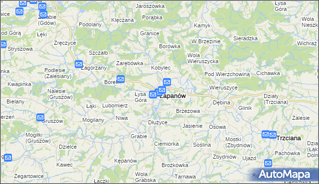 mapa Łapanów, Łapanów na mapie Targeo