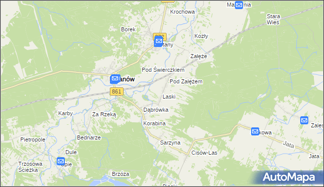 mapa Laski gmina Bojanów, Laski gmina Bojanów na mapie Targeo
