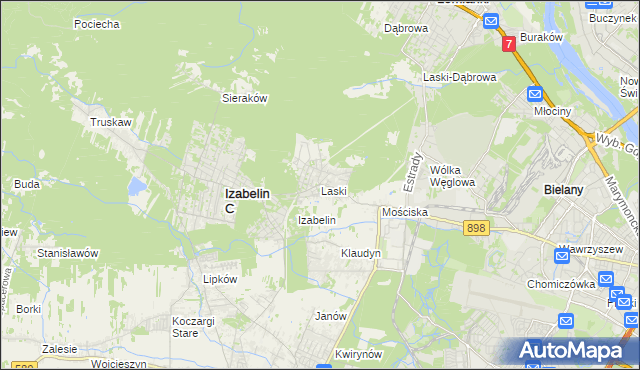 mapa Laski gmina Izabelin, Laski gmina Izabelin na mapie Targeo