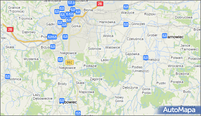 mapa Łaski gmina Jasło, Łaski gmina Jasło na mapie Targeo