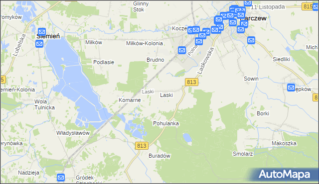 mapa Laski gmina Parczew, Laski gmina Parczew na mapie Targeo