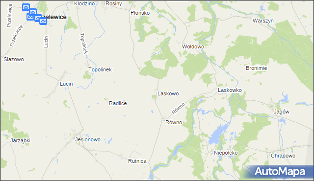 mapa Laskowo gmina Przelewice, Laskowo gmina Przelewice na mapie Targeo