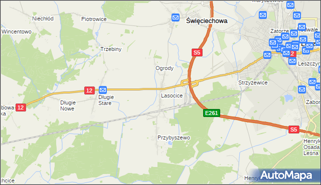 mapa Lasocice gmina Święciechowa, Lasocice gmina Święciechowa na mapie Targeo