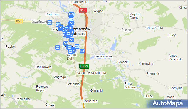 mapa Łaszczówka, Łaszczówka na mapie Targeo