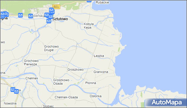 mapa Łaszka, Łaszka na mapie Targeo