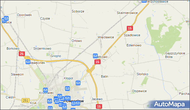 mapa Latkowo gmina Inowrocław, Latkowo gmina Inowrocław na mapie Targeo
