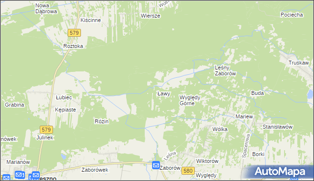 mapa Ławy gmina Leszno, Ławy gmina Leszno na mapie Targeo