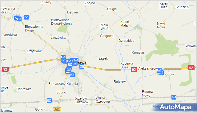 mapa Łążek gmina Kłodawa, Łążek gmina Kłodawa na mapie Targeo