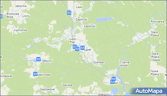 mapa Łążek gmina Osie, Łążek gmina Osie na mapie Targeo