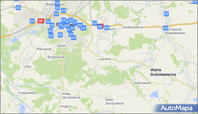 mapa Łaziska gmina Bolesławiec, Łaziska gmina Bolesławiec na mapie Targeo