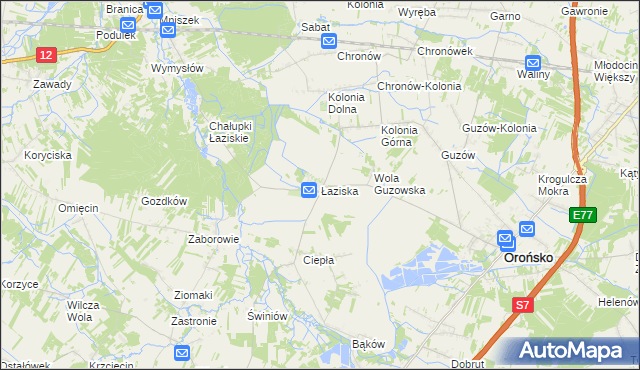 mapa Łaziska gmina Orońsko, Łaziska gmina Orońsko na mapie Targeo