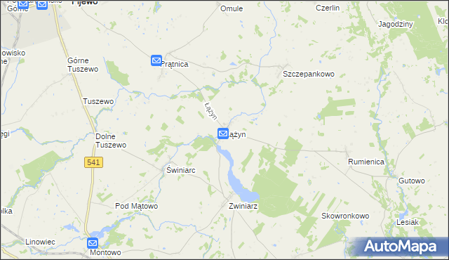 mapa Łążyn gmina Lubawa, Łążyn gmina Lubawa na mapie Targeo