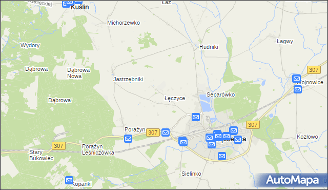 mapa Łęczyce gmina Opalenica, Łęczyce gmina Opalenica na mapie Targeo