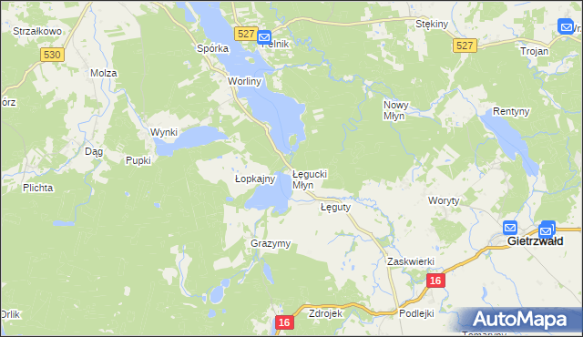 mapa Łęgucki Młyn, Łęgucki Młyn na mapie Targeo